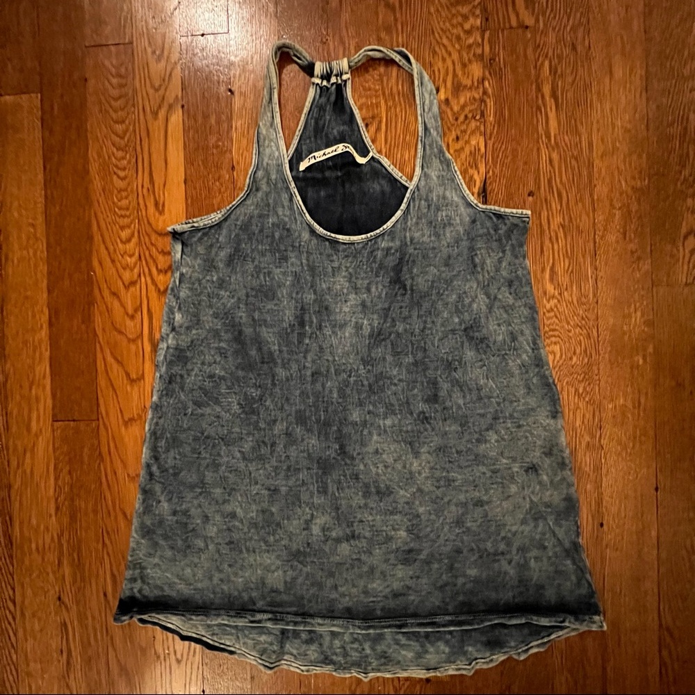 Michael Stars acid wash blue racerback tank one size